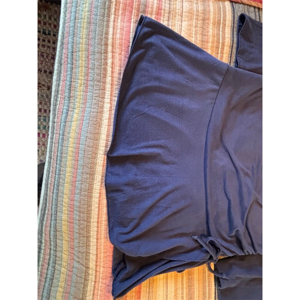 Bleeker & McDougal Blouse Womens M Navy Blue Wrap V-Neck Side Tie Peplum - Picture 3 of 5